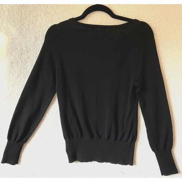 Kenneth Cole Womens Sweater Size M Black Knit Long Sleeve Scoop Neck Button - Picture 3 of 8